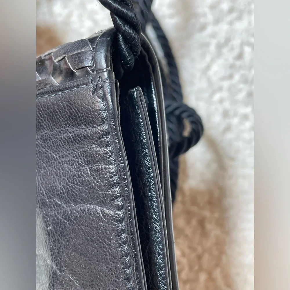 Fendi Vintage Black Woven Leather Rope Strap Crossbody Bag - Picture 6 of 16